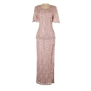 SCALA Champagne Pink Lace Beaded Mother of the Bride Dress